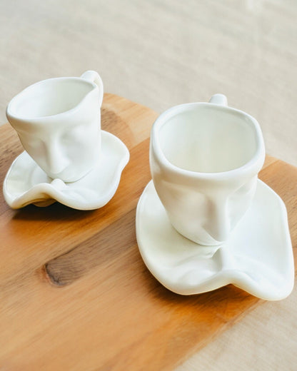 Elegantes Tazas de Cerámica "Maska" – Juego de 2 uds. - posibilidad de personalización con grabado para regalo