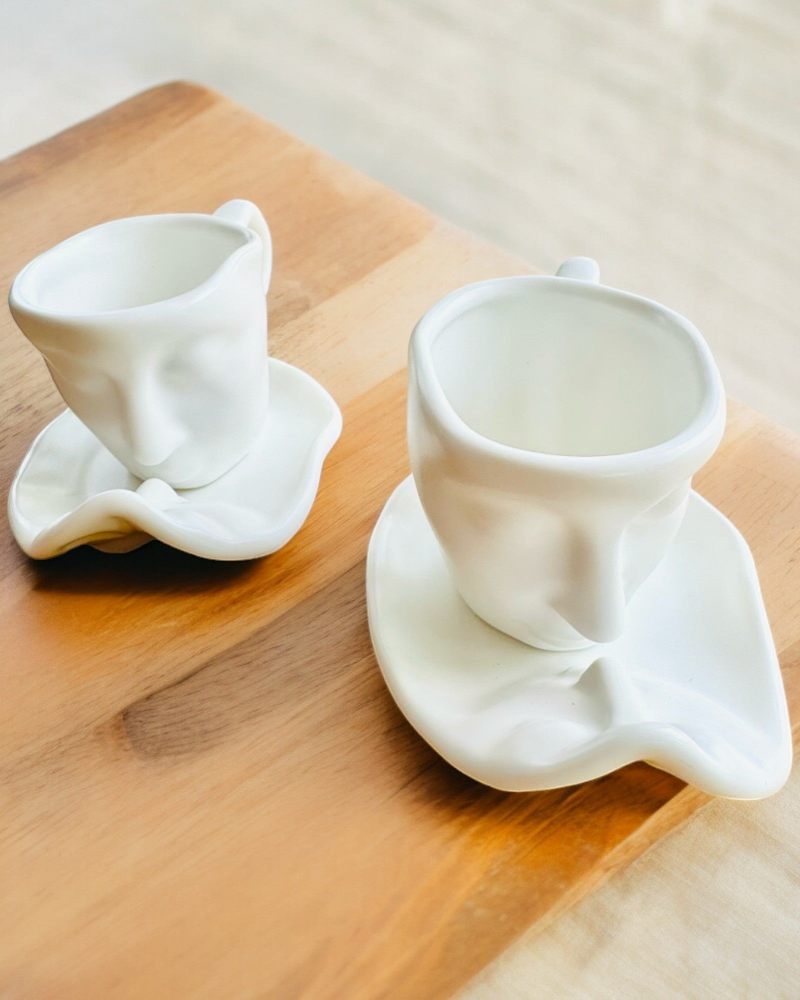 Elegantes Tazas de Cerámica "Maska" – Juego de 2 uds. - posibilidad de personalización con grabado para regalo