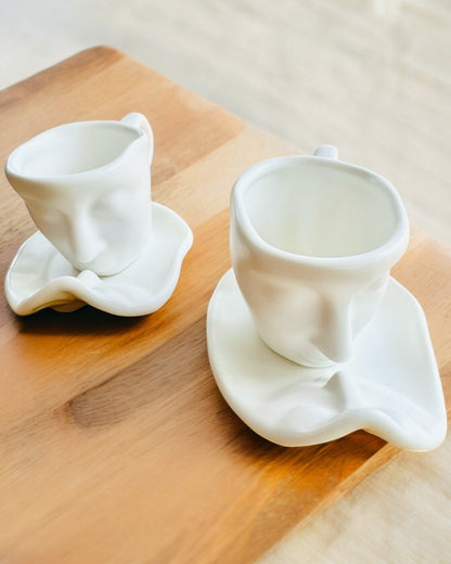 Elegantes Tazas de Cerámica "Maska" – Juego de 2 uds. - posibilidad de personalización con grabado para regalo