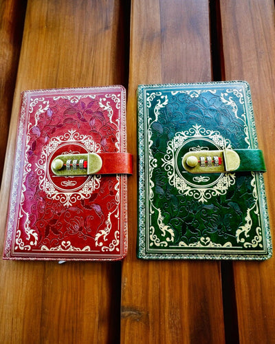 Exclusivo Cuaderno de Cuero "Sekretnik" A5 con Cerradura de Combinación - personalización con grabado