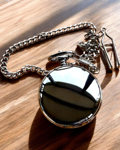 Reloj de Bolsillo Mecánico Clásico con Doble Tapa, Manual, Color Plateado