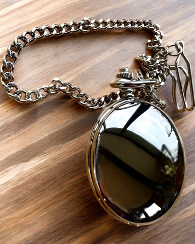 Reloj de Bolsillo Mecánico Clásico con Doble Tapa, Manual, Color Plateado