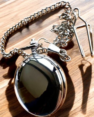 Reloj de Bolsillo Mecánico Clásico con Doble Tapa, Manual, Color Plateado