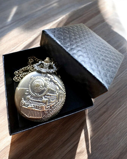 Reloj de bolsillo "Lokomotywa Czasu" con grabado, para regalo, motivo de tren