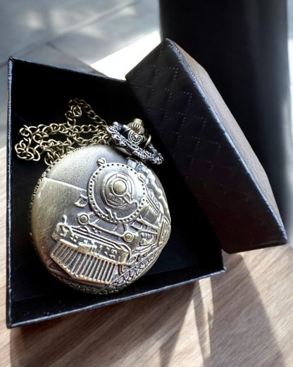 Reloj de bolsillo "Lokomotywa Czasu" con grabado, para regalo, motivo de tren