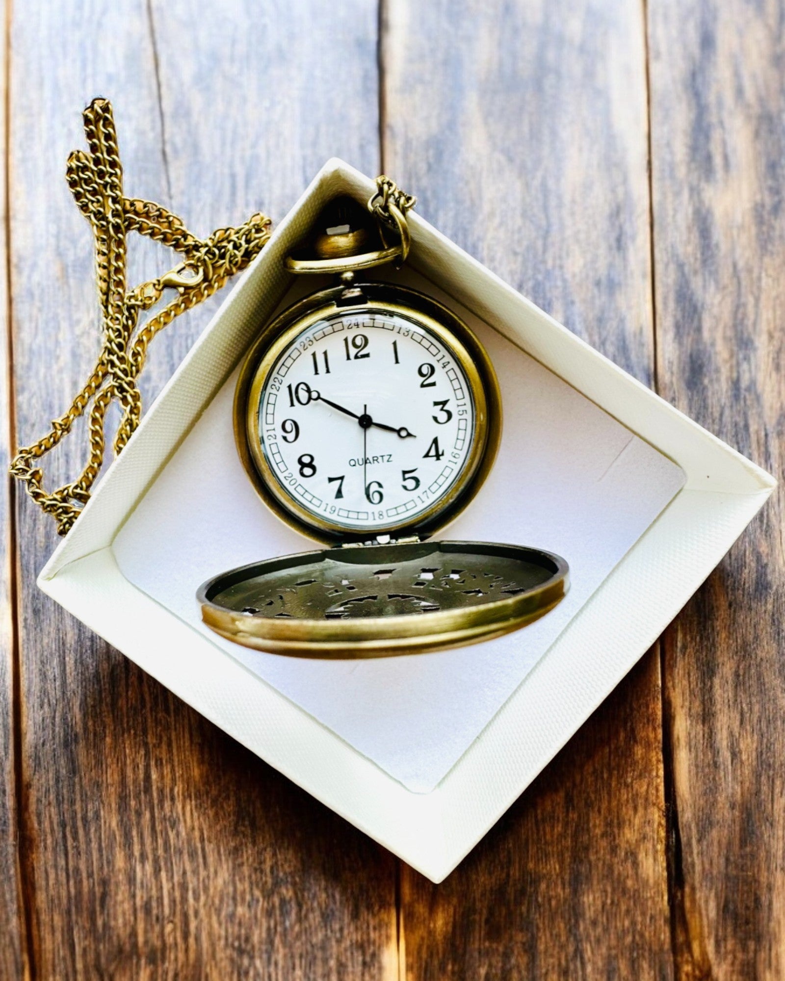 Reloj de Bolsillo Antiguo con Motivo de Brújula y Cadena, de Cuarzo, personalización con grabado