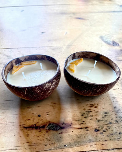 Vela de soja en coco 200-300 ml – Colección Summer, 3 aromas a elegir, personalización con grabado