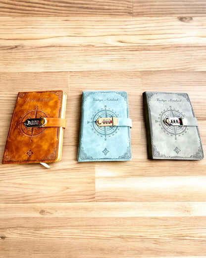 Cuaderno Secreto A5 Vintage con bloqueo de código - Elige Tu Estilo, personalización con grabado para regalo