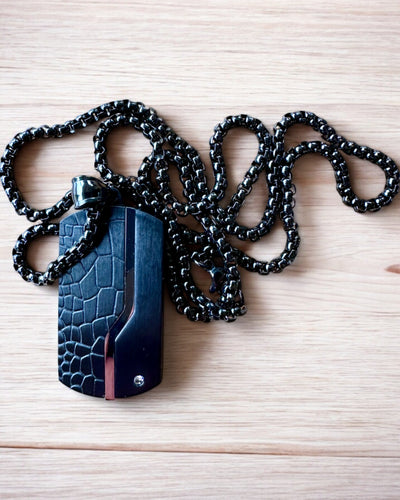 Collar masculino Dog Tag "SteelVision" – acero inoxidable, 15 variantes, personalización con grabado