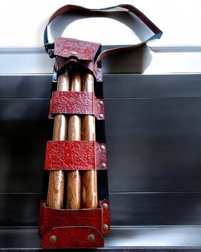 Funda de cuero, estuche para bastones de paseo - posibilidad de personalización con grabado para regalo