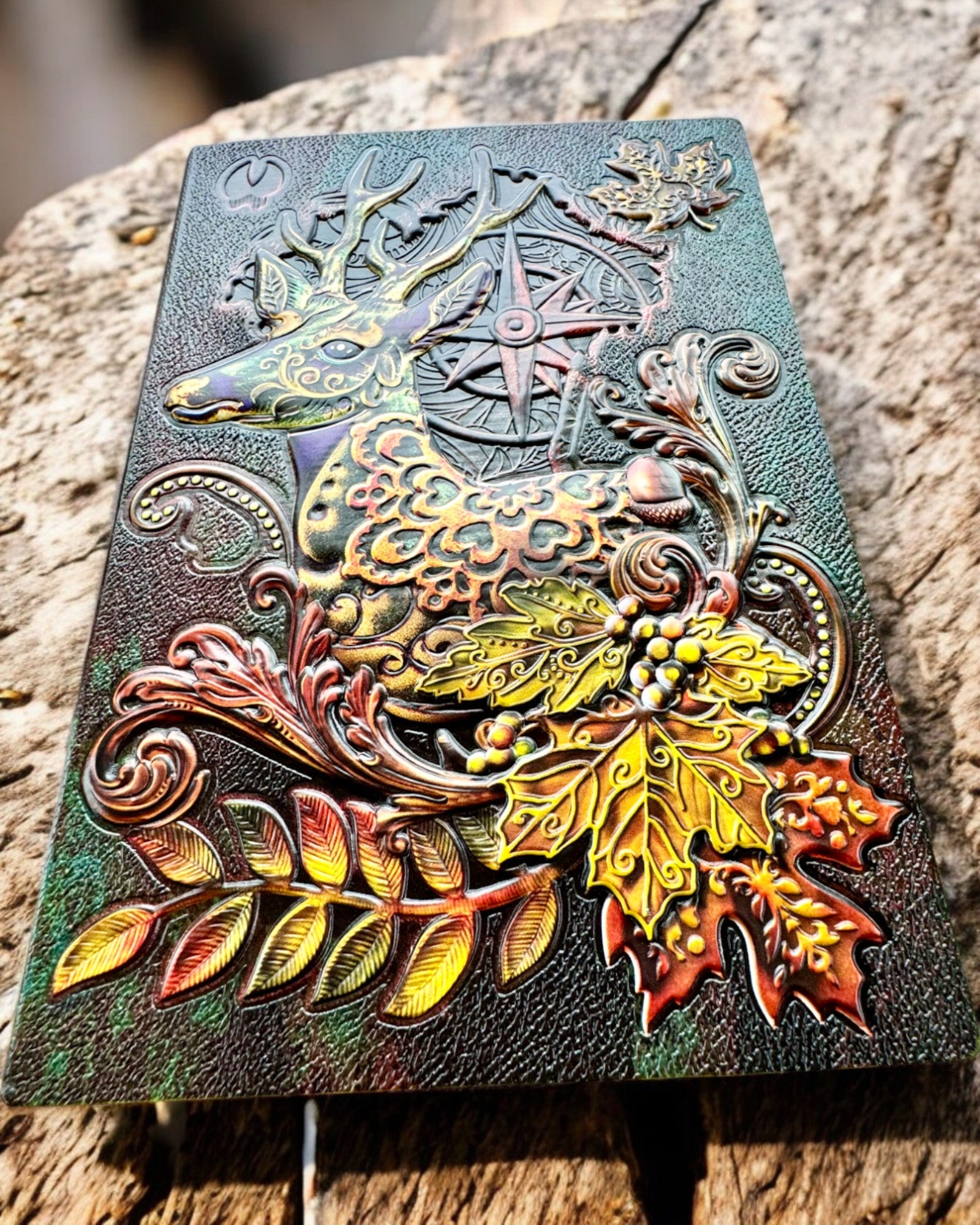 Leśny Jeleń – Cuaderno con Motivo de Ciervo, A5 - personalización con grabado para regalo