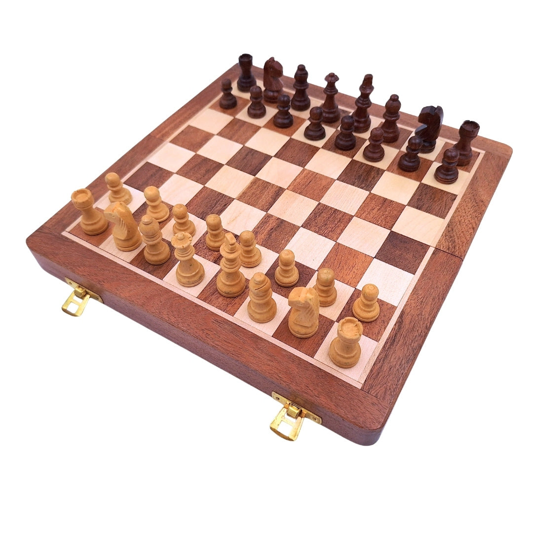 Ajedrez magnético de madera 30x30 cm plegable G614 con grabado