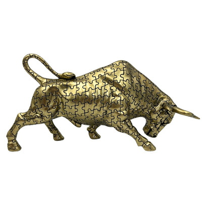 Figura decorativa de toro dorado con opción de grabado - elegante símbolo de fuerza y riqueza, 33,3 cm, polyresina