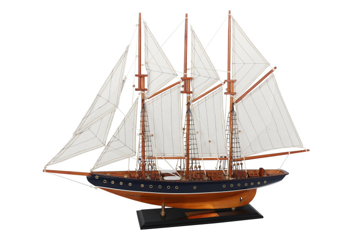 Modelo de goleta Atlantic de 72 cm - réplica del barco legendario con opción de grabado personalizado - regalo ideal para amantes de la navegación - hecho de madera con velas de tela