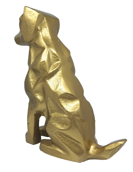 Figura decorativa dorada perro DOG2 con posibilidad de personalización con grabado