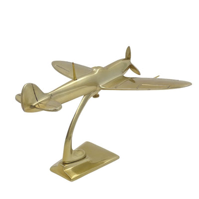 Modelo de caza Spitfire de aluminio en color dorado, con opción de grabado personalizado