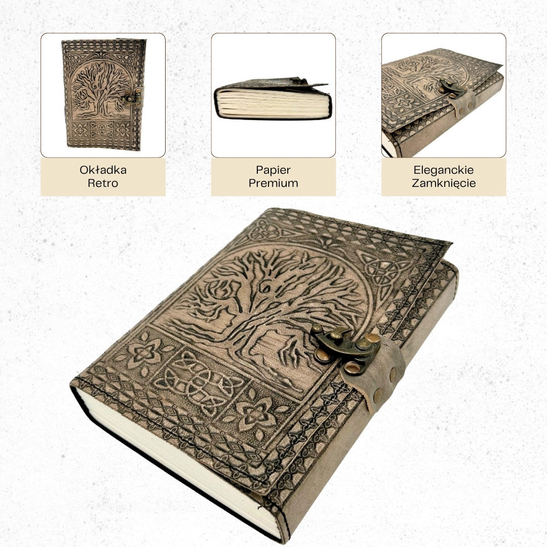 Cuaderno de Piel Retro Árbol de la Vida con Grabado