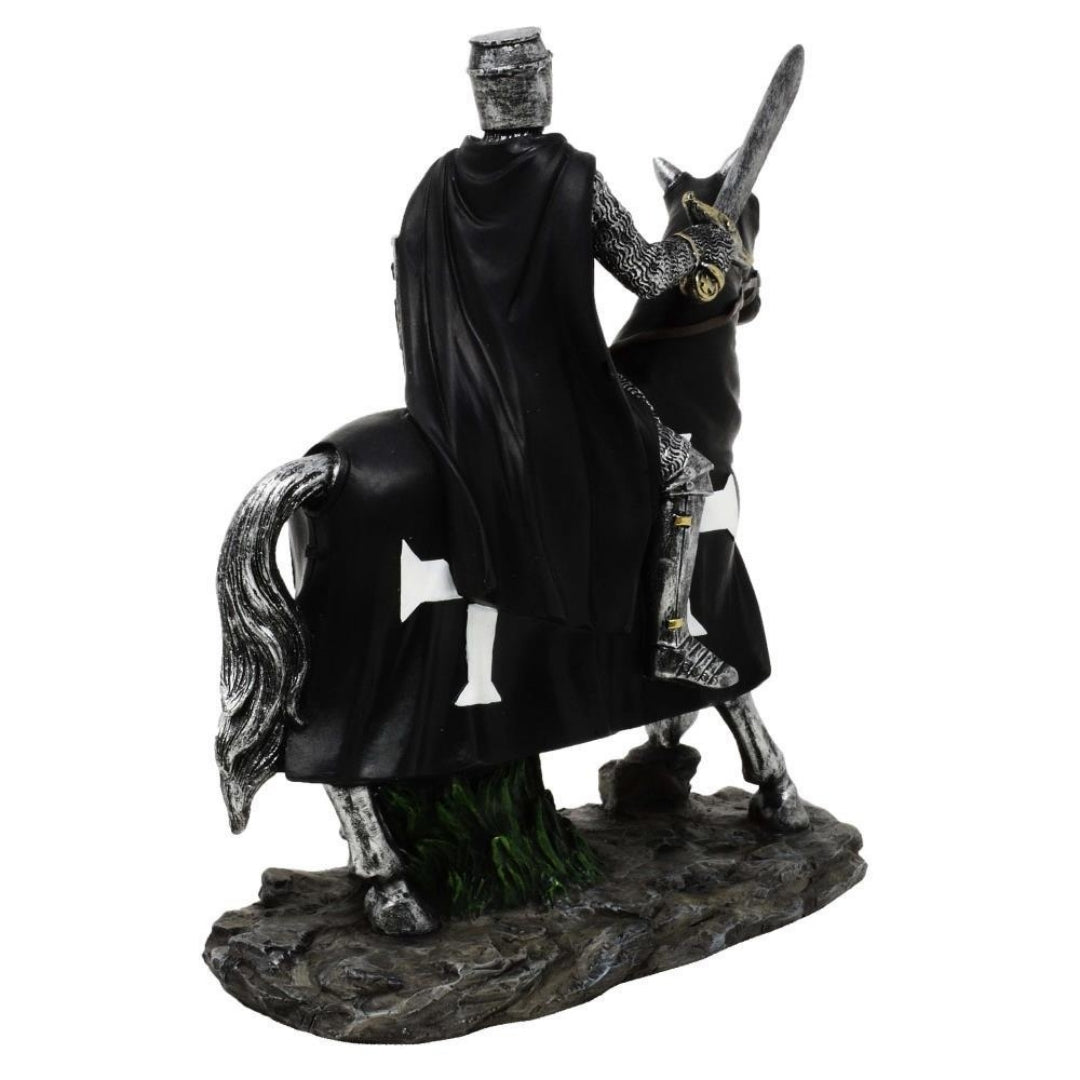 Figura decorativa Caballero a caballo 22 cm con opción de grabado personalizado - Elegante decoración de poliresina para regalo a amantes de la historia y la Edad Media  