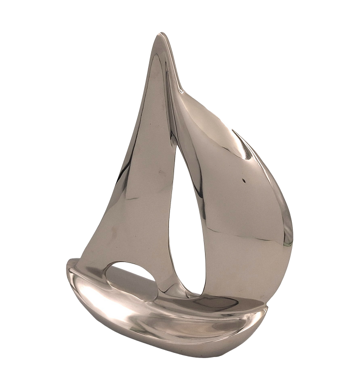 Modelo metálico elegante de yate 36 cm con posibilidad de personalización con grabado