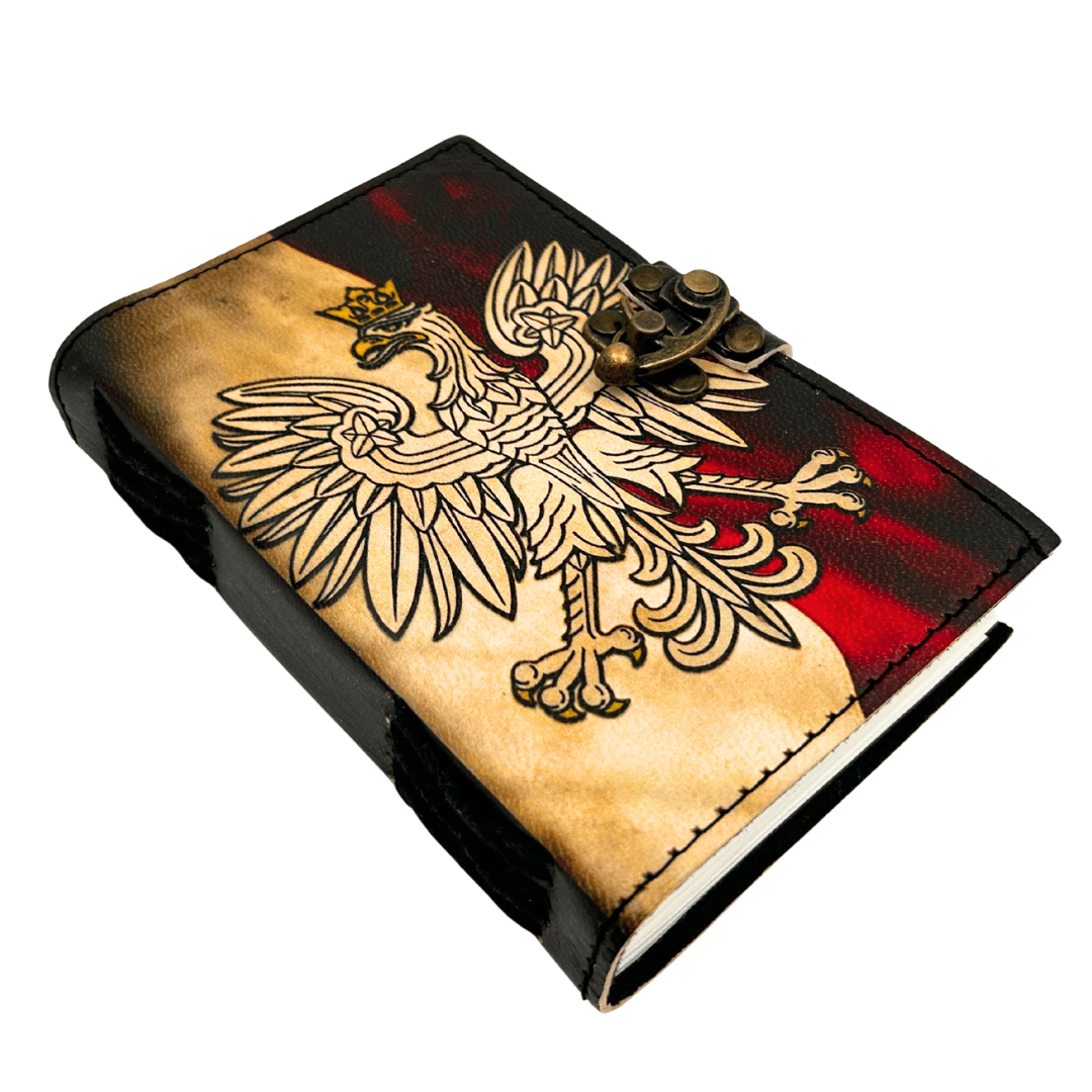 Cuaderno de cuero Diario Águila Polaca Patriótico con grabado