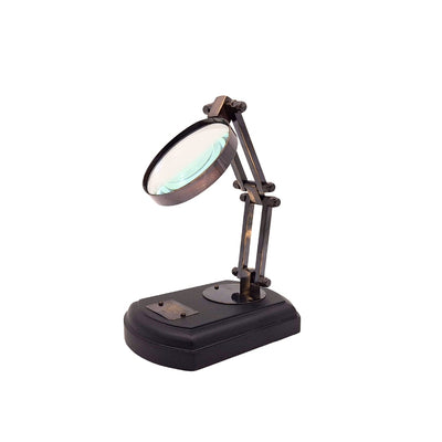 Lupa sobre base de madera con marco de latón, posibilidad de personalización mediante grabado, regalo ideal para modelistas y amantes del estilo retro, diámetro 7,5 cm, aumento 3,5x