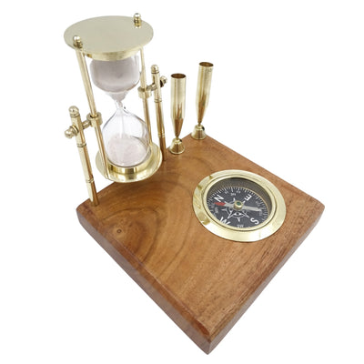 Set de Escritorio Retro con Reloj de Arena y Brújula