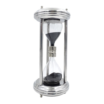 Reloj de arena grande plateado de 10 minutos con posibilidad de grabado