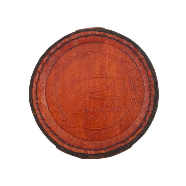 Brújula de latón con reloj de sol en estuche de cuero con posibilidad de personalización mediante grabado