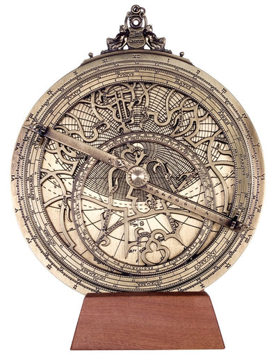 Astrolabio de latón Rojas H34 con opción de personalización con grabado – diámetro 20 cm, regalo elegante para cualquier ocasión, dispositivo de navegación y astronómico hecho a mano en estilo renacentista