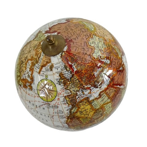Globo terráqueo decorativo elegante sobre base de madera con posibilidad de personalización con grabado, 27 cm, marrón oscuro, ideal para regalo