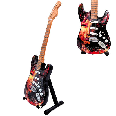 Mini guitarra Jim Morrison The Doors - Madera de caoba - Grabado personalizado - Regalo ideal para fans de la música - Altura 27,5 cm - Elemento decorativo de colección