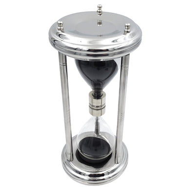 Reloj de arena grande plateado de 10 minutos con posibilidad de grabado