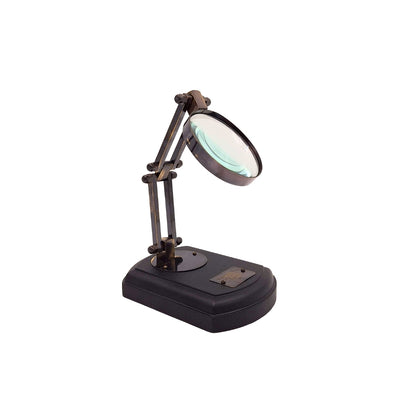Lupa sobre base de madera con marco de latón, posibilidad de personalización mediante grabado, regalo ideal para modelistas y amantes del estilo retro, diámetro 7,5 cm, aumento 3,5x