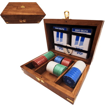 Elegante Set de Póker en Caja de Madera con Grabado