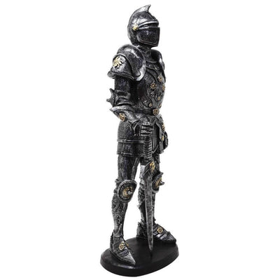 Figura decorativa Caballero en armadura plateada 39 cm con opción de grabado personalizado  
