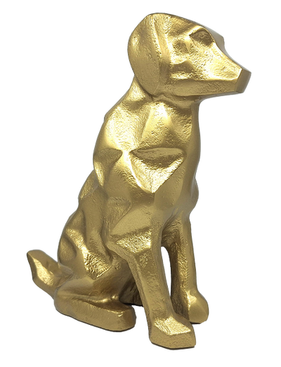 Figura decorativa dorada perro DOG2 con posibilidad de personalización con grabado