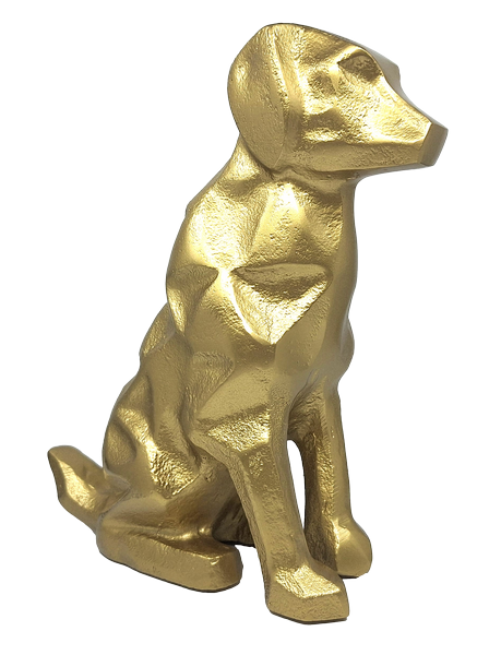 Figura decorativa dorada perro DOG2 con posibilidad de personalización con grabado