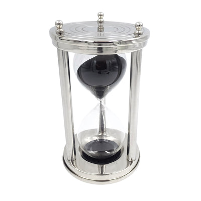 Reloj de arena de aluminio 15 min con posibilidad de personalización mediante grabado, negro, 10,15x10,15x20,25 cm