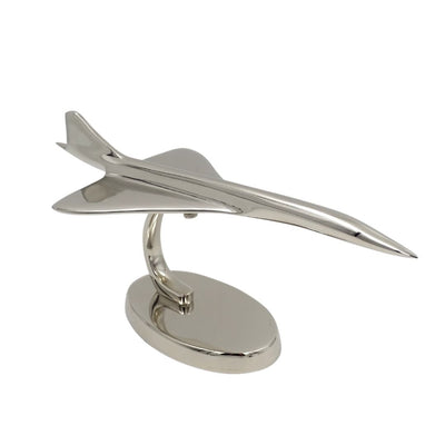 Modelo metálico de avión Concorde en color plateado con opción de grabado personalizado
