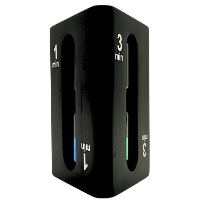 Reloj de arena triangular 1-3-5 minutos negro con posibilidad de grabado