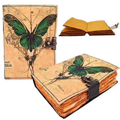 Cuaderno de Piel Retro Mariposa con Grabado