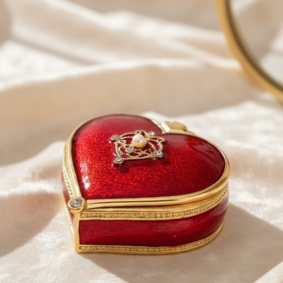 Exclusiva caja joyero en forma de corazón con cristales