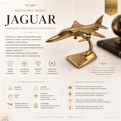 Modelo metálico de caza Jaguar en color dorado con opción de grabado