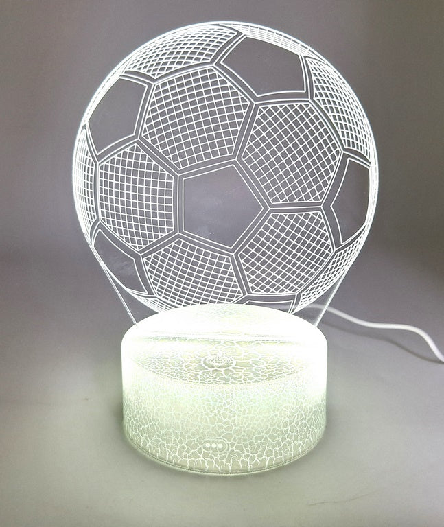 Lámpara nocturna Balón con posibilidad de personalización con grabado - Regalo ideal para amantes del fútbol - 17 cm de altura - 3 colores para elegir - Alimentación por USB o 3 pilas AAA