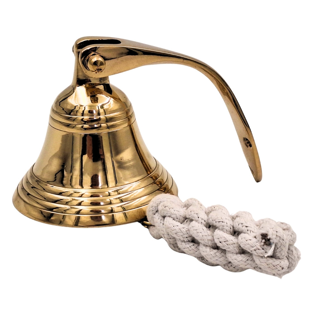 Campana de barco de latón de 7,5 cm con posibilidad de grabado - Regalo ideal estilo marinero - Color dorado, decoración retro para casa o cocina  