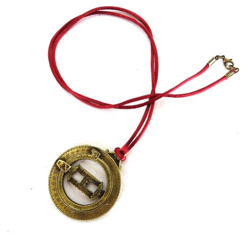 Miniatura de reloj de sol H90 con anillos astronómicos, grabado personalizado, regalo ideal, colgante burdeos, hecho de zincal y latón, diámetro 45 mm