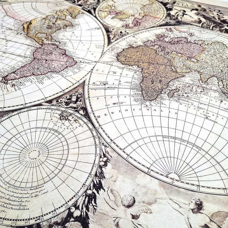 Mapa del mundo 1686 - Reimpresión de G. Valck con posibilidad de personalización con grabado - regalo ideal para historiadores y viajeros - dimensiones 56,5 x 47,5 cm
