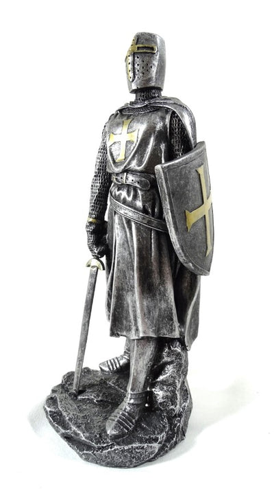 Figura de caballero cruzado de 30 cm con grabado