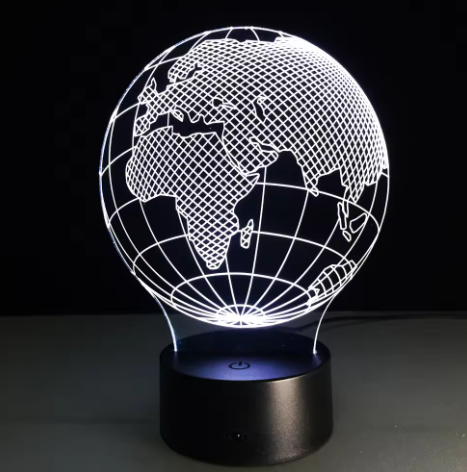 Lámpara LED Globo terráqueo con 7 colores de luz, posibilidad de personalización con grabado, regalo ideal para viajeros, altura 17 cm, cable USB