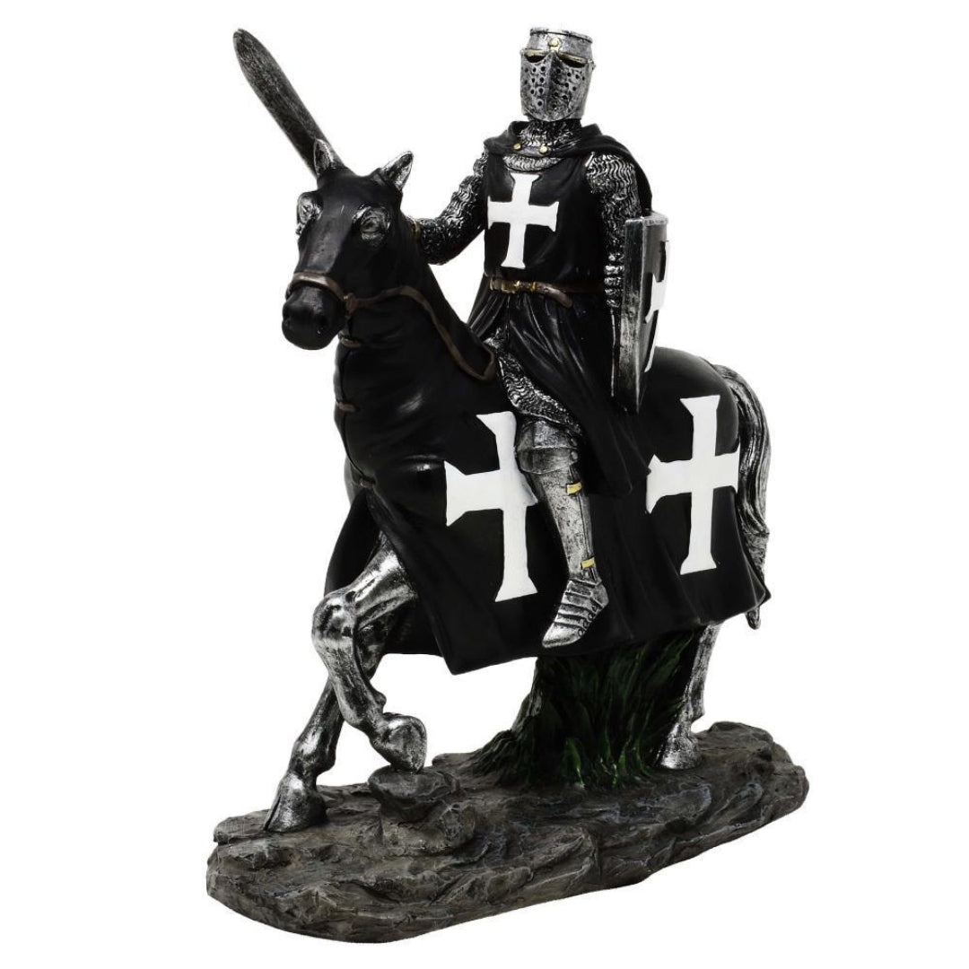Figura decorativa Caballero a caballo 22 cm con opción de grabado personalizado - Elegante decoración de poliresina para regalo a amantes de la historia y la Edad Media  